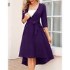 WhizMax Women's Maternity Dress Wrap V Neck 3/4 Sleeve Dress Casual Hi-Low Midi Nursing Breastfeeding Dress with Belted - 3 of 4