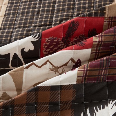 Rustic Hemlock Red/Brown Twin Reversible Microfiber Quilt Set