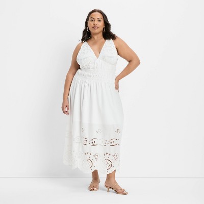 Women's Eyelet Maxi A-Line Dress - Future Collective