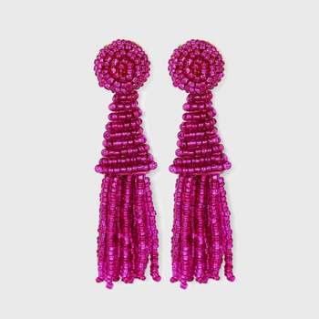 SUGARFIX by BaubleBar Beaded Tassel Statement Earrings - Pink