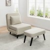 APRILSOUL 3-in-1 Foldable Linen Chaise Lounge，Adjustable Backrest, Footrest, Detachable Pillow£¬Sofa Bed for Small Spaces，Grey/Beige - 2 of 4