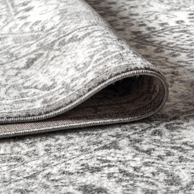 Light Grey Synthetic Medallion Runner Rug 2 ft. x 8 ft.