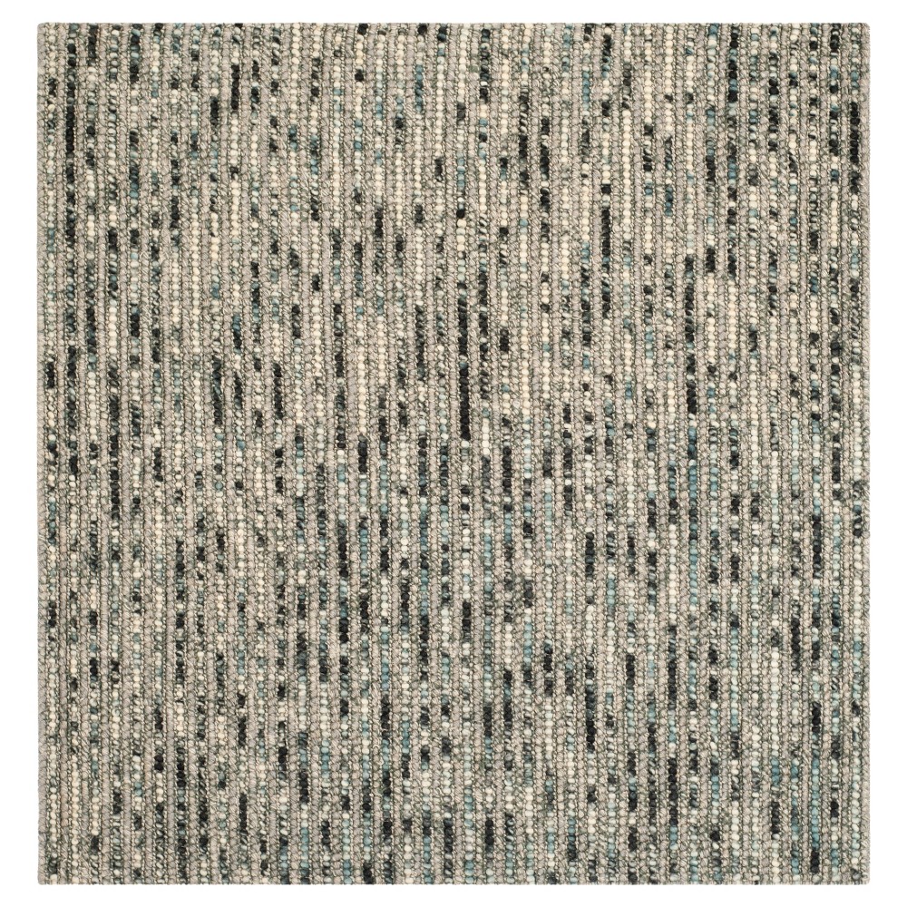 Gray/Multi Stripes Tufted Square Area Rug - (8'x8') - Safavieh