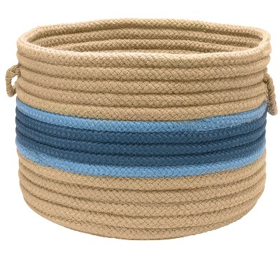 Colonial Mills Garden Banded Round Baskets Utility Basket, 18 by 12-Inch, Jasmine/Blue Ice