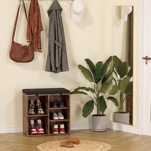 Storage Bench with Cushion - Adjustable Shoe Rack Cabinet for Entryway, Hallway, and Living Room - 1 of 4