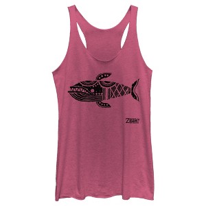 Women's Nintendo Legend of Zelda Link's Awakening Whale Hieroglyphic Racerback Tank Top - 1 of 3