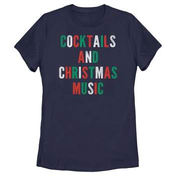 Women's Lost Gods Distressed Cocktails and Christmas Music T-Shirt