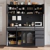 63''W Buffet Hutch Cabinet with 6 Drawers, 5 Cabinets, Adjustable Shelves, Towel Rack, Power Outlet for Kitchen or Dining Room-The Pop Home - 2 of 4