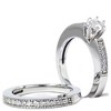 Pompeii3 5/8ct Pave Milgrain Diamond Bridal Engagement Wedding Ring Set 14K White Gold - 3 of 4