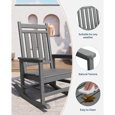 2-Pack HDPE Poly Lumber Rocking Chairs – High-Back Porch Rockers for Adults | All-Weather Resistant Patio Furniture