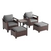 Sonkuki 5 Pieces PE Rattan Patio Chairs & Side Table, Patio Furniture with Cushion, Ottomans for Lawn, Sand - 2 of 4
