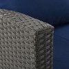 Syemin 4PCS Patio Seating Rattan Furniture Set Sectional Sofa Cushioned Garden, Tempered Glass Table, Blue, 45.25"*25.75"*29.75" - 3 of 4