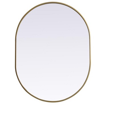 Elegant Lighting Metal Frame Oval Mirror 30x40 Inch in Brass