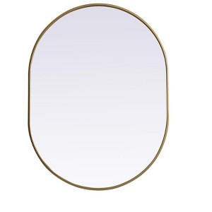 Elegant Lighting 30x40 Inch Oval Wall Mirror, Brass Finish – Elegant Modern Mirror for Bedroom or Vanity - 1 of 4