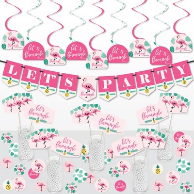 Big Dot of Happiness Pink Flamingo - Party Like a Pineapple - Tropical Summer Party Supplies Decoration Kit - Decor Galore Party Pack - 51 Pieces