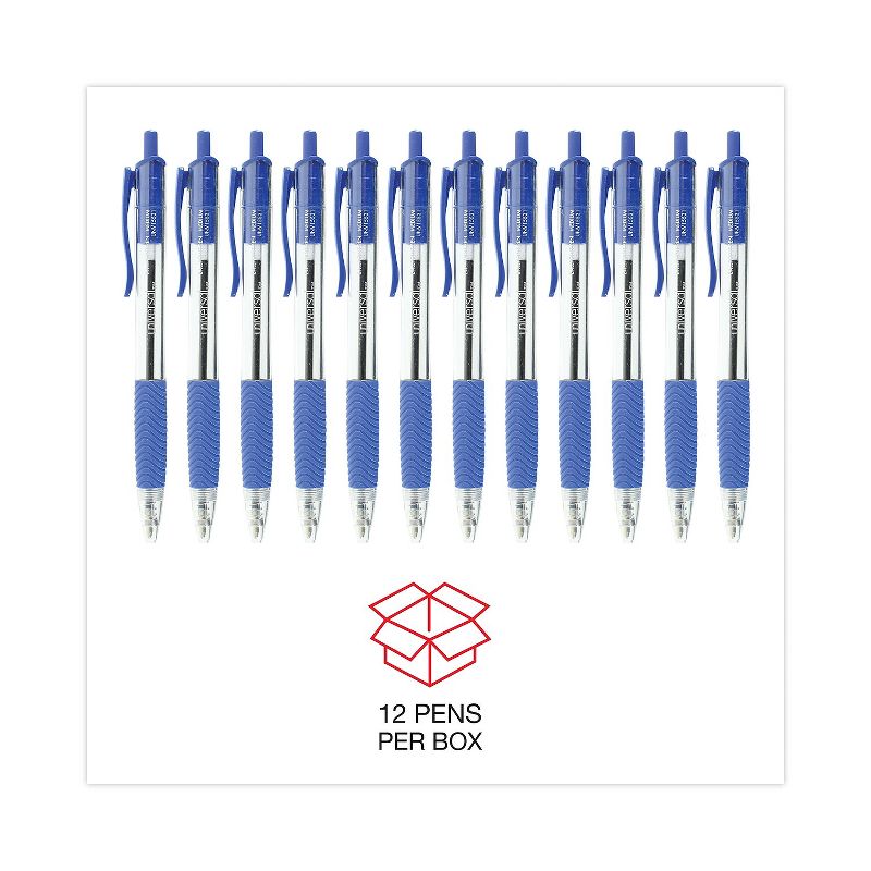 UNIVERSAL Economy Retractable Ballpoint Pen Blue Ink Clear 1mm Dozen 15531, 5 of 9