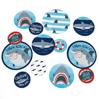 Big Dot of Happiness Shark Zone - Jawsome Shark Viewing Week Party or Birthday Party Giant Circle Confetti - Party Décor - Large Confetti 27 Count