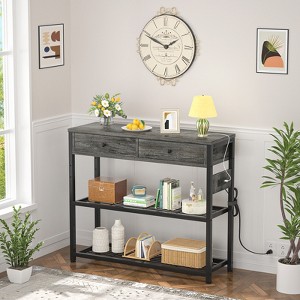 Aheaplus Entryway Table  with Adjustable Storage Shelves, Sofa Table with 2 Drawers, Charging Station - 1 of 4