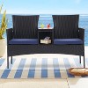 Isabel All Weather PE Rattan Patio Loveseat Set, Conversation Armchair Set with Built-in Coffee Table, Outdoor Furniture - The Pop Home - 2 of 4