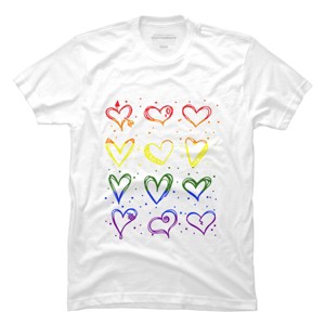 Adult Design By Humans Rainbow Pride Hearts By Classmates T-Shirt - 1 of 2