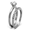 Slickblue Women’s Wedding Style Ring Set, Solitaire CZ with Accent Band, Polished Stainless Steel, Size 5–10 - 4 of 4