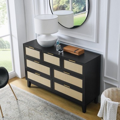 CAVINAS Rattan 5 Drawers/7 Drawers Dresser for Bedroom,Modern Drawers with Metal pulls for Kids Room,Living Room,Entry and Hallway