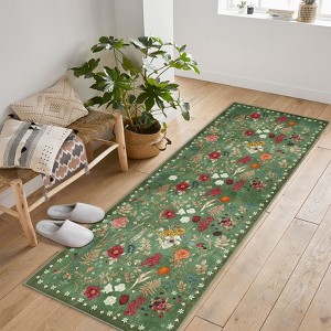 Botanical Floral Washable Area Rugs Large Rugs for Living Room Non-Slip Soft Modern Rugs Accent Floor Carpet - 1 of 4