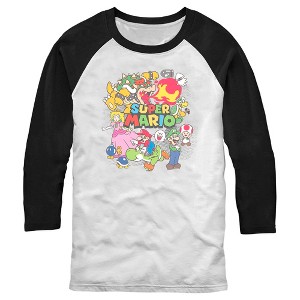 Men's Nintendo Cast Collage Baseball Tee - 1 of 4