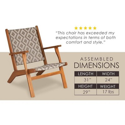 Vega Natural Acacia Diamond-Weave Outdoor Armchair