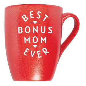 Elanze Designs Best Bonus Mom Ever Crimson Red 10 ounce New Bone China Coffee Cup Mug - 1 of 4