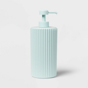 Fluted Kids' Soap Dispenser Teal - Pillowfort™: Plastic Hand Soap Pump for Bathroom, 450ml Capacity - 1 of 3