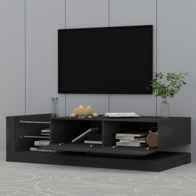 NicBex TV Stand for 75 Inch TV,TV Entertanment Center with 2-Door Storage Cabinets and RGB LED Lights,Modern TV Console Table for Living Room