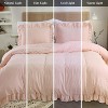 Ruffled Duvet Cover, 3 Pieces Soft Washed Microfiber Duvet Cover Set Shabby Chic Home Bedding Duvet Covers with Button Closure - 4 of 4