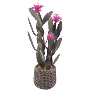 36 Inch Artificial Cactus, Tall Fake Big Cactus Potted Faux Cacti Plants in Pot Lifelike Potted for Balcony Living Room - 1 of 4