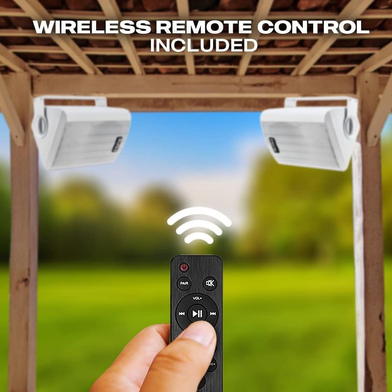 iHome Waterproof Swivel Wall Mountable 6.5" Outdoor Bluetooth Speaker Set2 White, 4 of 5