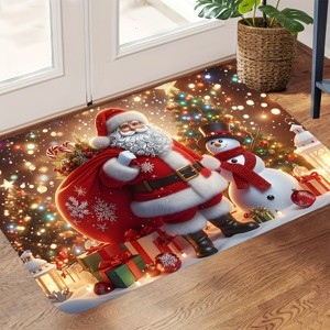 Lomsoe Rectangular Christmas Floor Mat,Snowman & Snowy Welcome Mat, Non-Slip Holiday Mat Christmas Carpet. - 1 of 4