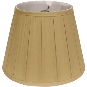 Vynxaria Lampshades: Honey Slant English Box Pleat Softback Shade, 9" x 14" x 9" with Washer Fitter - 1 of 4