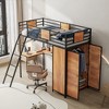 Twin Size Loft Bed with L-shape Desk and Wardrobe - 3 of 4