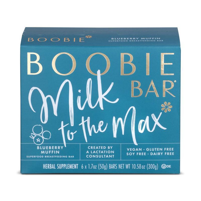 Boobie Bar Superfood Vegan Lactation Bar Blueberry Muffin - 1.7oz/6ct, 1 of 8