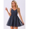 Allegra K Women's Metallic Stars Mini Spaghetti Strap Organza Fit and Flare Party Dress - 4 of 4