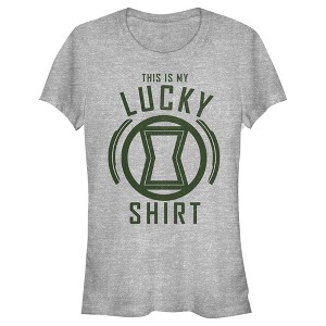 Juniors Womens Marvel St. Patrick's Day Black Widow My Lucky Shirt T-Shirt - 1 of 4