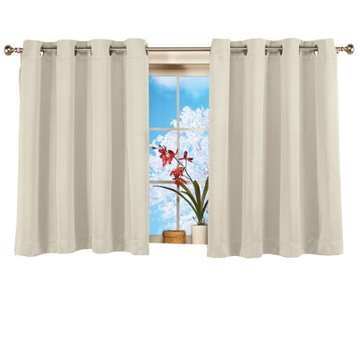 Image of Collections Etc Short Blackout Window Curtain Panel with Easy Open-Close, Single Panel, 56" x 45" Ivory