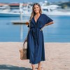 Women's Navy Dolman Sleeve Micro-Ruffle Midi Dress - Cupshe - 4 of 4