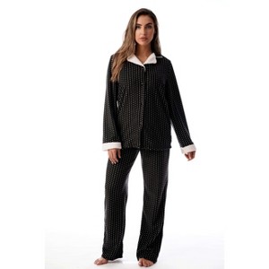 #FollowMe Printed Flannel Button-Front PJ Pant Set  Classic, Cozy Sleepwear - 1 of 3