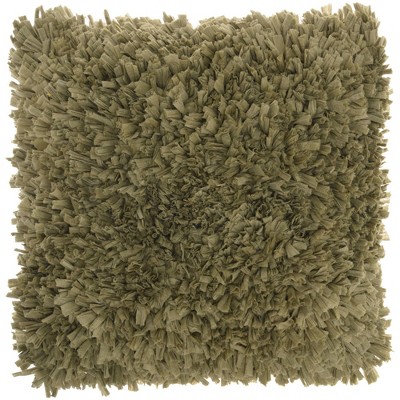 17"x17" Shag Chindi Short Cut Square Throw Pillow Sage - Mina Victory