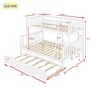 Kumasinova Twin-Over-Full Rubber Wood Bunk Bed Frame with Pull-Out Trundle – Detachable (2 Beds: Twin + Full), Reversible Ladder & Guardrails - 3 of 4