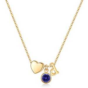 Turandoss 18K Gold Initial Heart Necklace for Women Girls - December Tanzanite Birthstone Pendant Necklace, Jewelry for Women, Birthday Gifts, 16+2In - 1 of 4