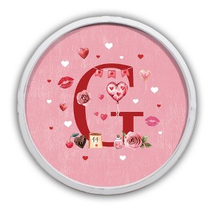 Creative Products Valentine Things Monogram Round White Framed Print - 1 of 4