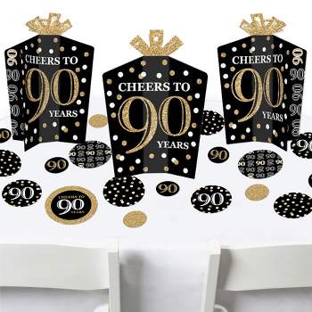 Big Dot of Happiness Adult 90th Birthday - Gold - Birthday Party Decor and Confetti - Terrific Table Centerpiece Kit - Set of 30