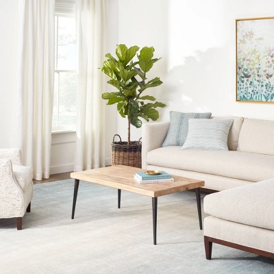 Handmade Sky Blue Rectangular Easy-Care Polyester Rug